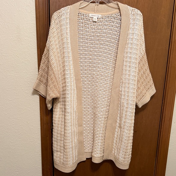 Coldwater Creek Sweaters - Coldwater Creek GrandpaCore Beige Open Knit Cardigan sz L